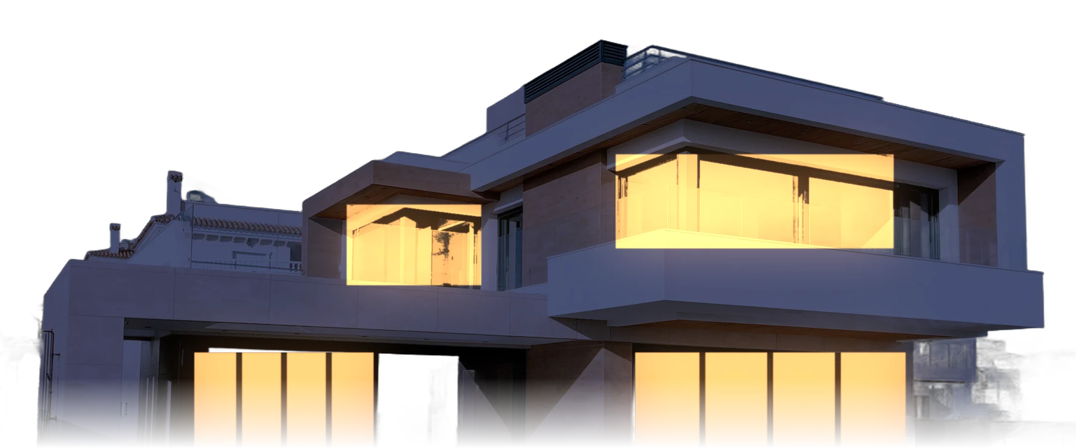 Casa con las luces encendidas